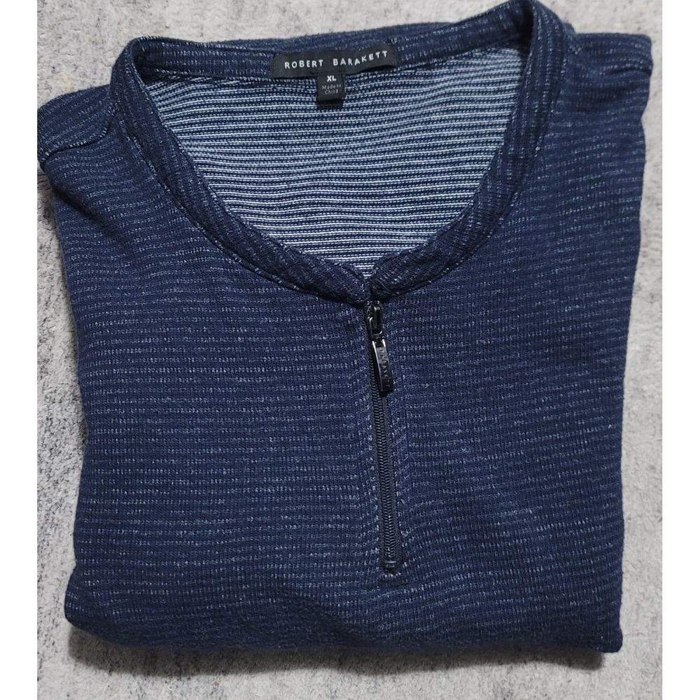 Robert Barakett Navy Brenton‎ LS 1/4 Zip Henly Shirt Size XL
